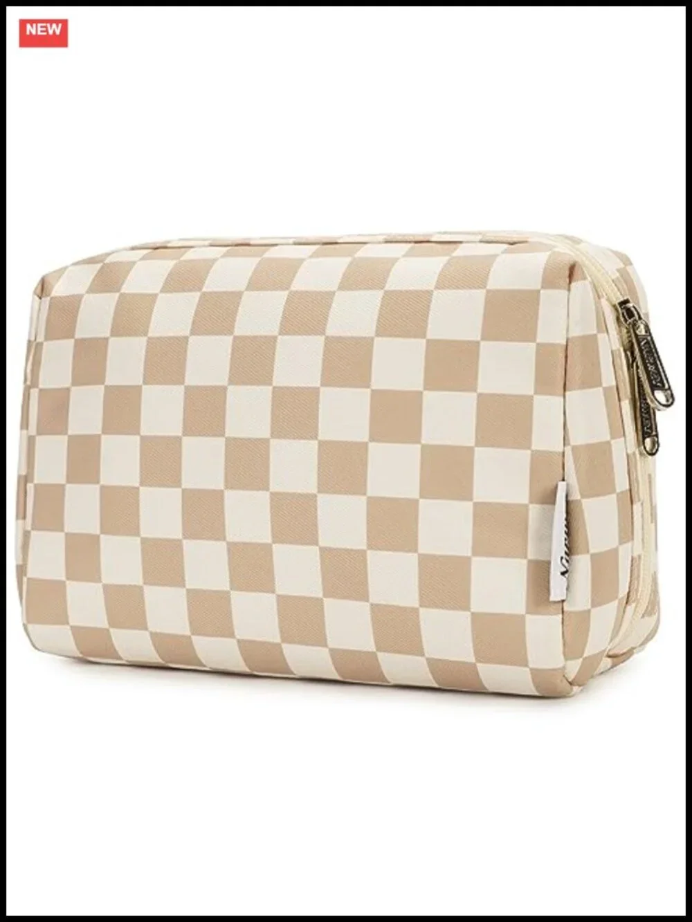 Checkered Makeup Bag Travel Cosmetic Organizer Toiletry Bag with Compartments